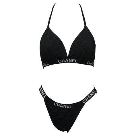 tiny chanel bikini black|Swimsuit .